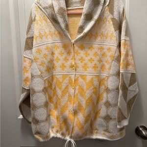 ABYOVRT Yellow and White Knit Cardigan
